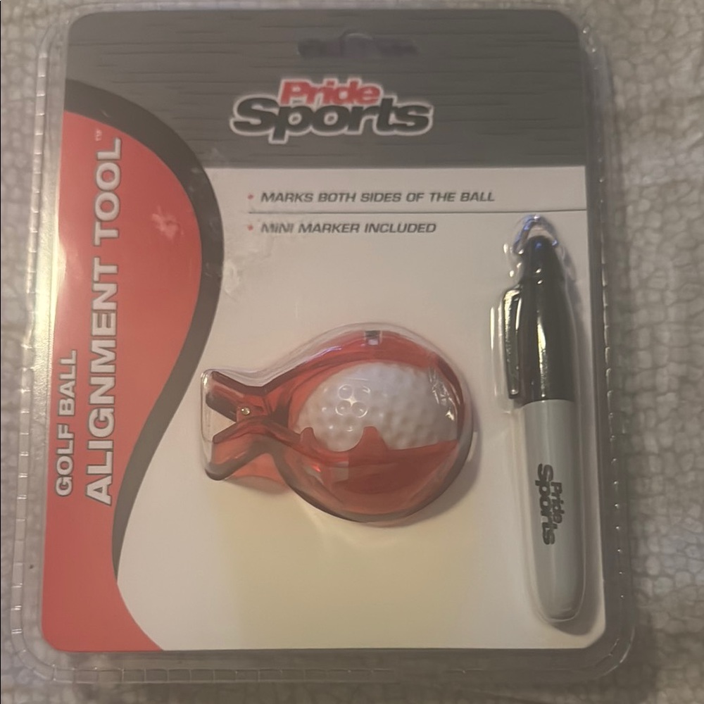 Pride Sports Golf Ball Alignment Tool - Red and White